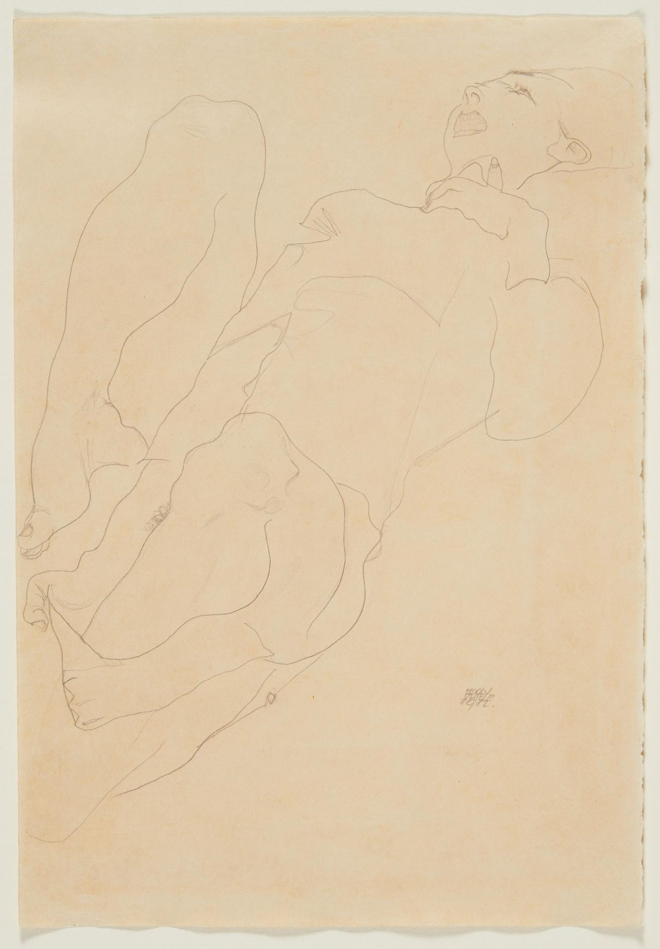 Egon Schiele: Ohne Titel (Liegender Akt mit erhobenen Beinen) - Bild 2 aus 3