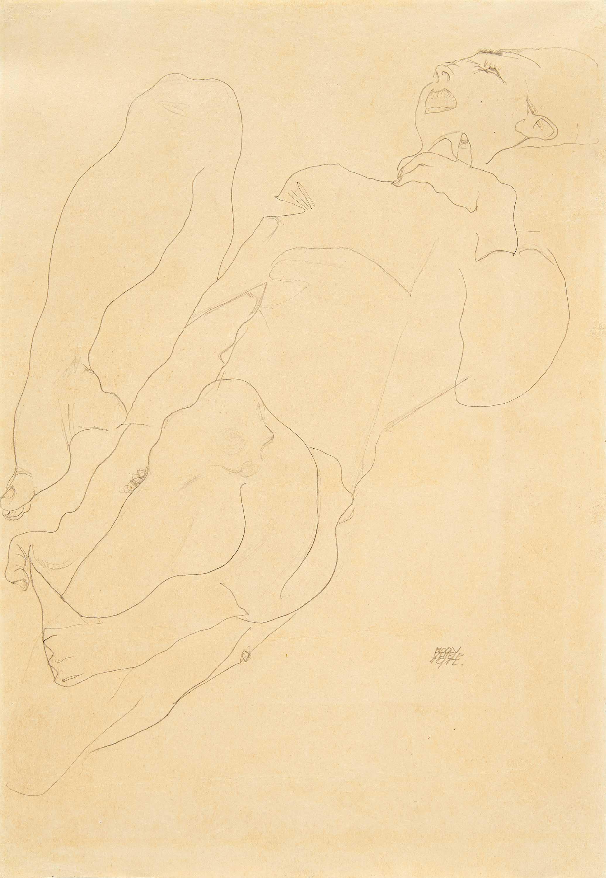 Egon Schiele: Untitled (Liegender Akt mit erhobenen Beinen)