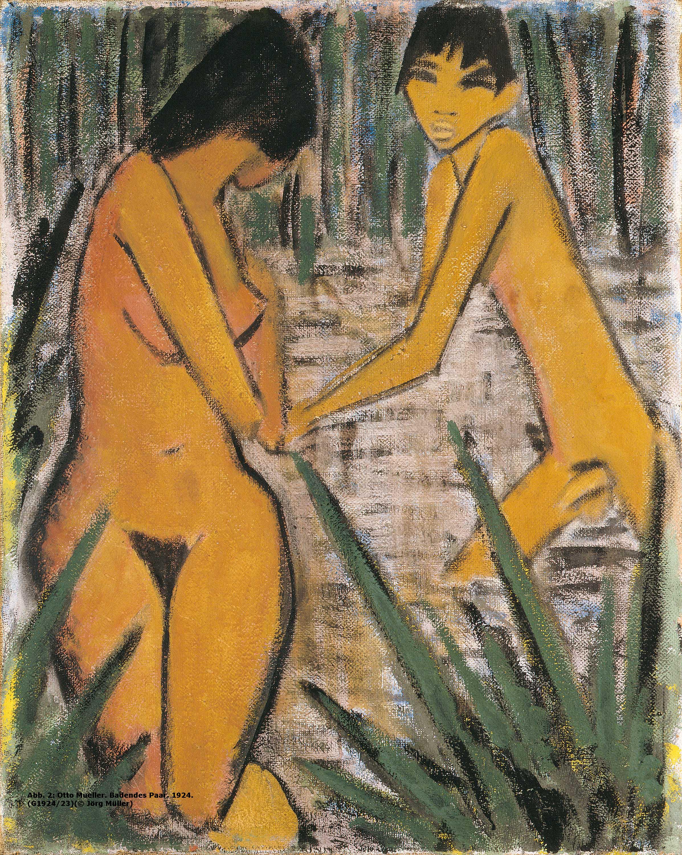Otto Mueller: Frau und Knabe (Mädchen und Knabe am Waldteich, Nach dem Bade) - Image 8 of 10