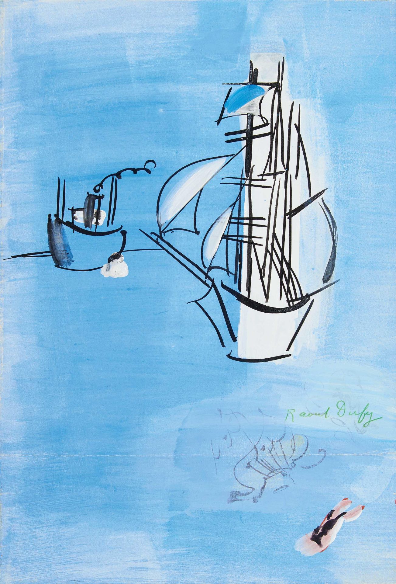 Raoul Dufy: Bateaux et baigneuse