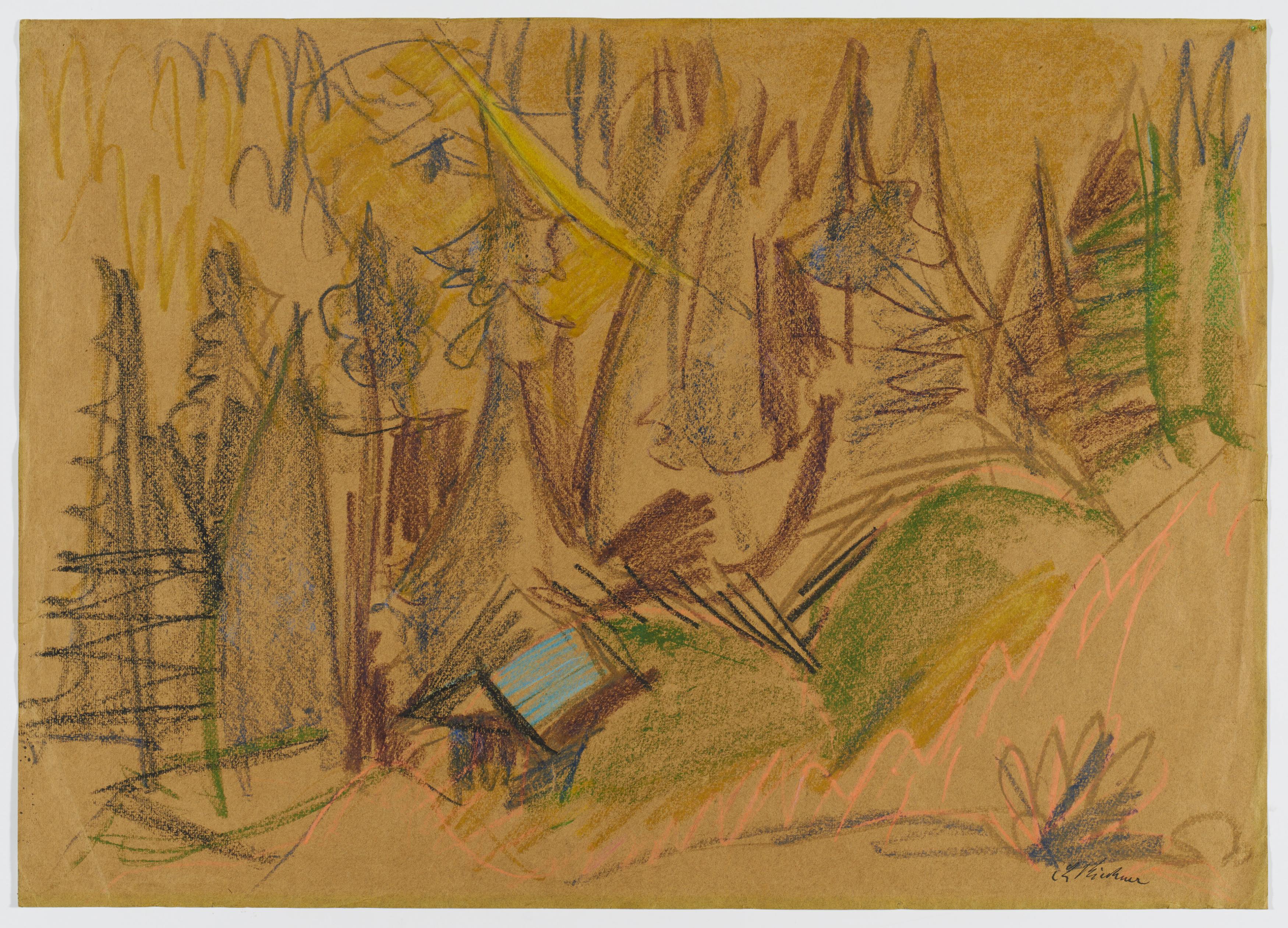 Ernst Ludwig Kirchner: Bergwald III (Waldtal, Waldlandschaft mit Alphütte)