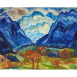 Fritz Schaefler: Ohne Titel (Blaue Berge)