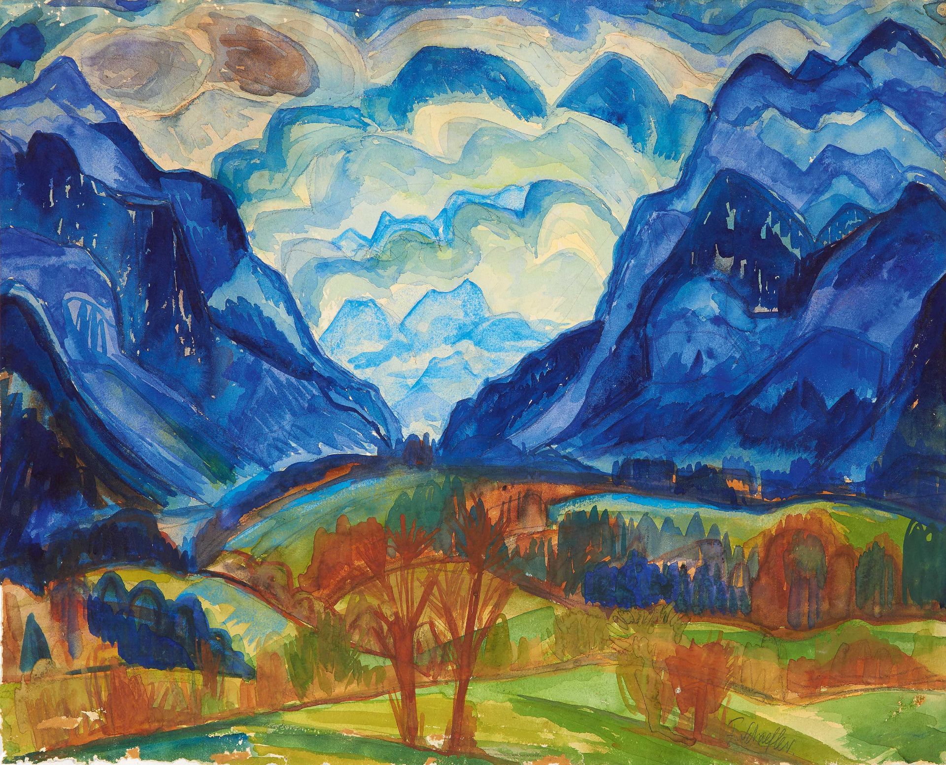 Fritz Schaefler: Untitled (Blaue Berge)