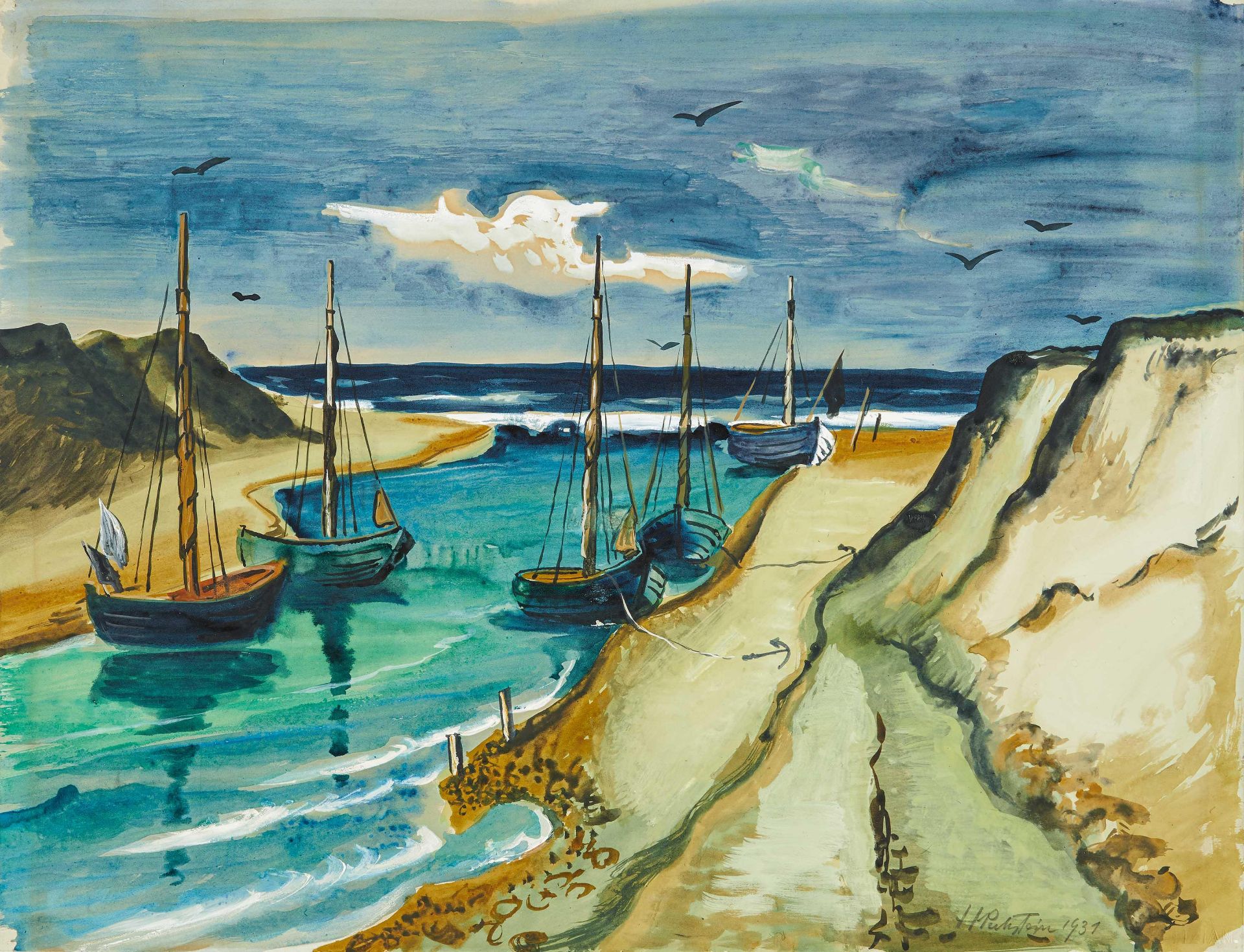 Hermann Max Pechstein: Untitled (Hafeneinfahrt von Leba)