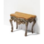 Venice: SMALL WOODEN MINIATURE CONSOLE TABLE WITH TROMPE L'OEUIL MARBLE PLATE