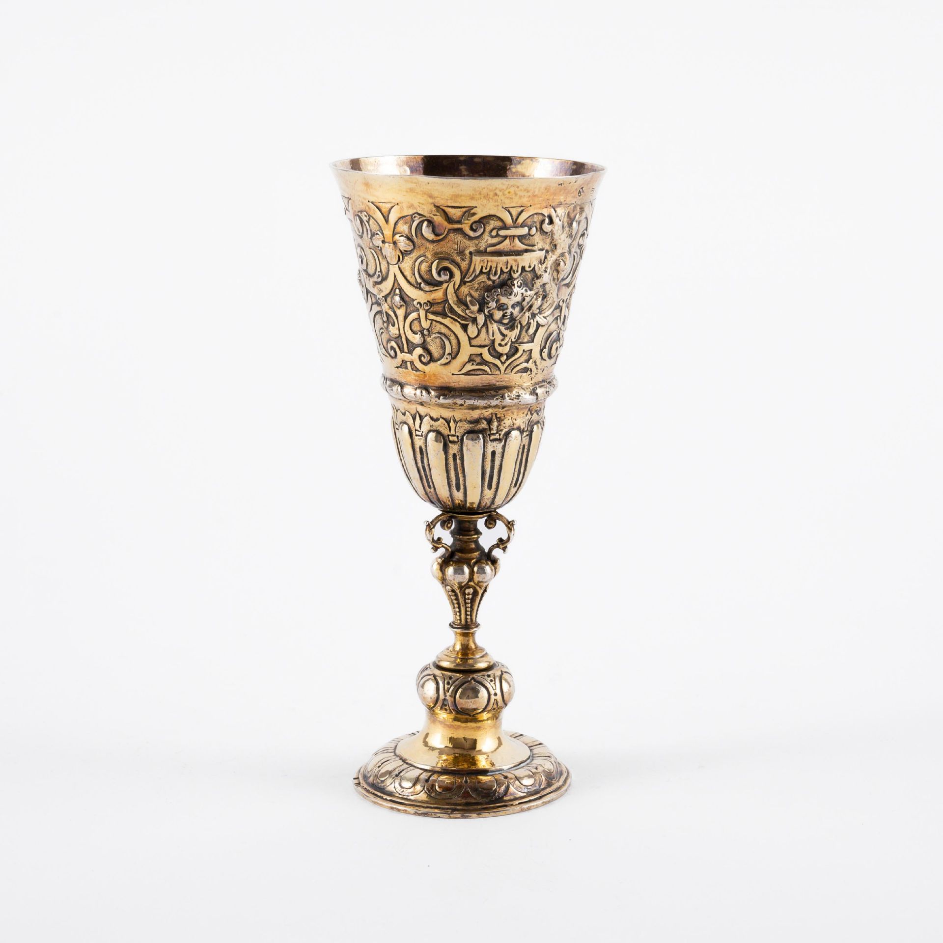 Eustachius Hohmann: SILVER VERMEIL GOBLET WITH CHERUB HEADS