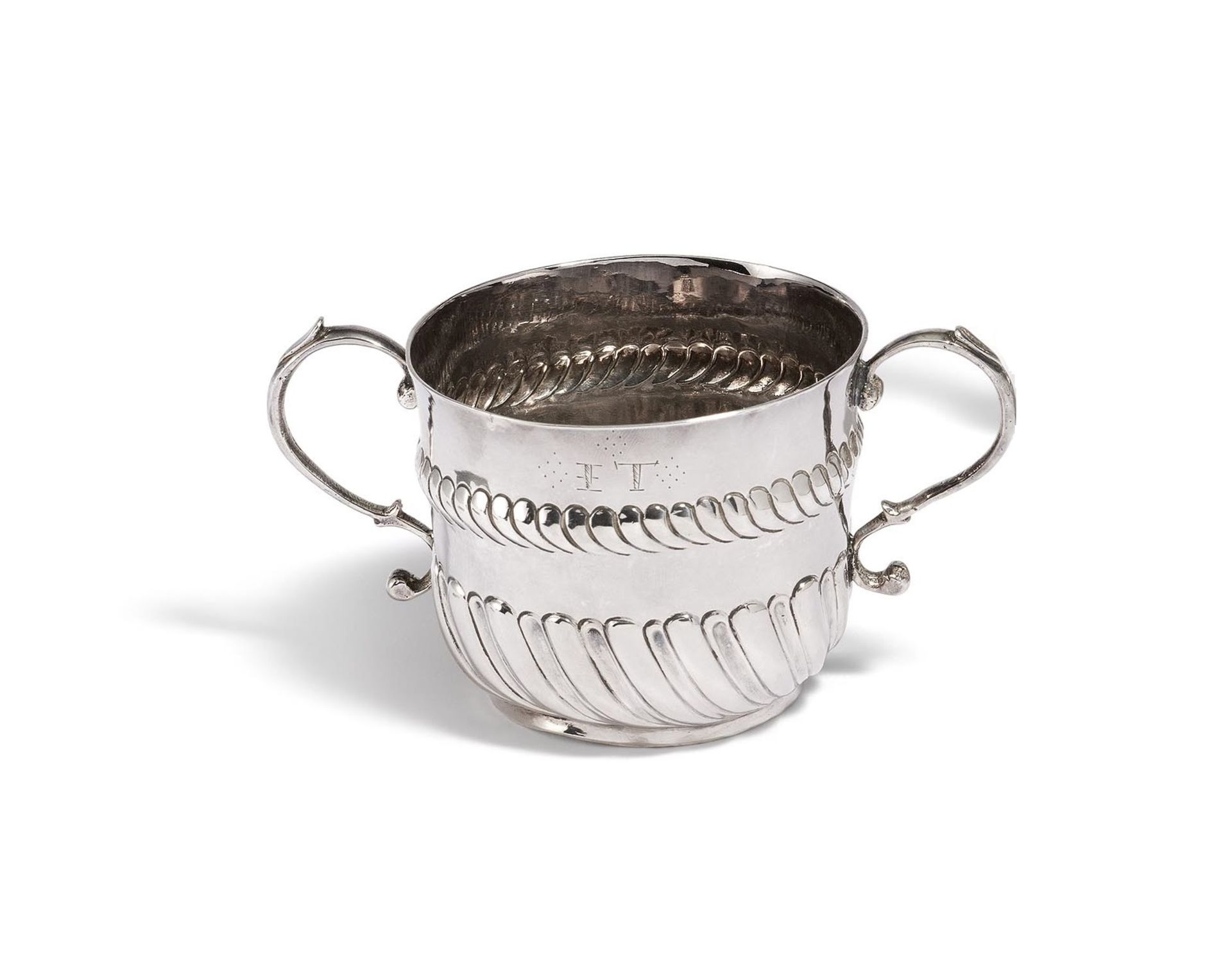London: SILVER WILLIAM & MARY MUG WITH DOUBLE HANDLE, SO-CALLED PORRINGER