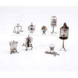 ENSEMBLE OF NINE SILVER MINIATURE OBJECTS