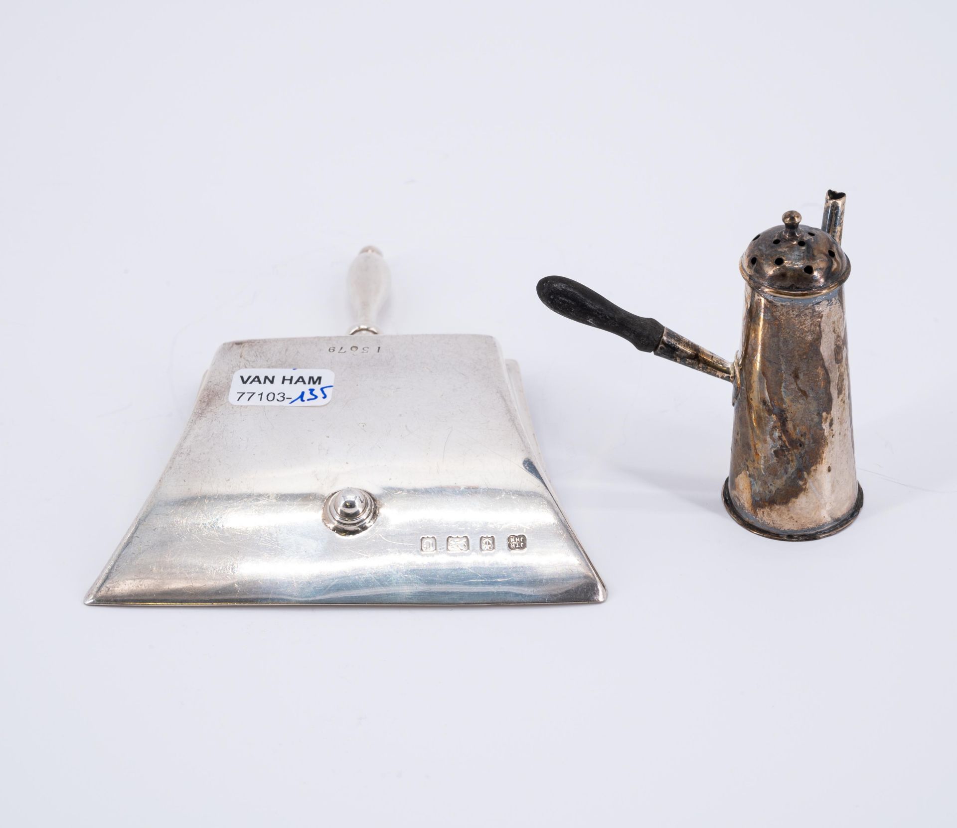 TWO SILVER MINIATURE SERVICES, SILVER MINIATURE CHOCOLADE POT, SILVER MINIATURE DUSTPAN - Image 3 of 7