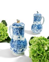 PAIR BLUE-WHITE JUGS WITH LID