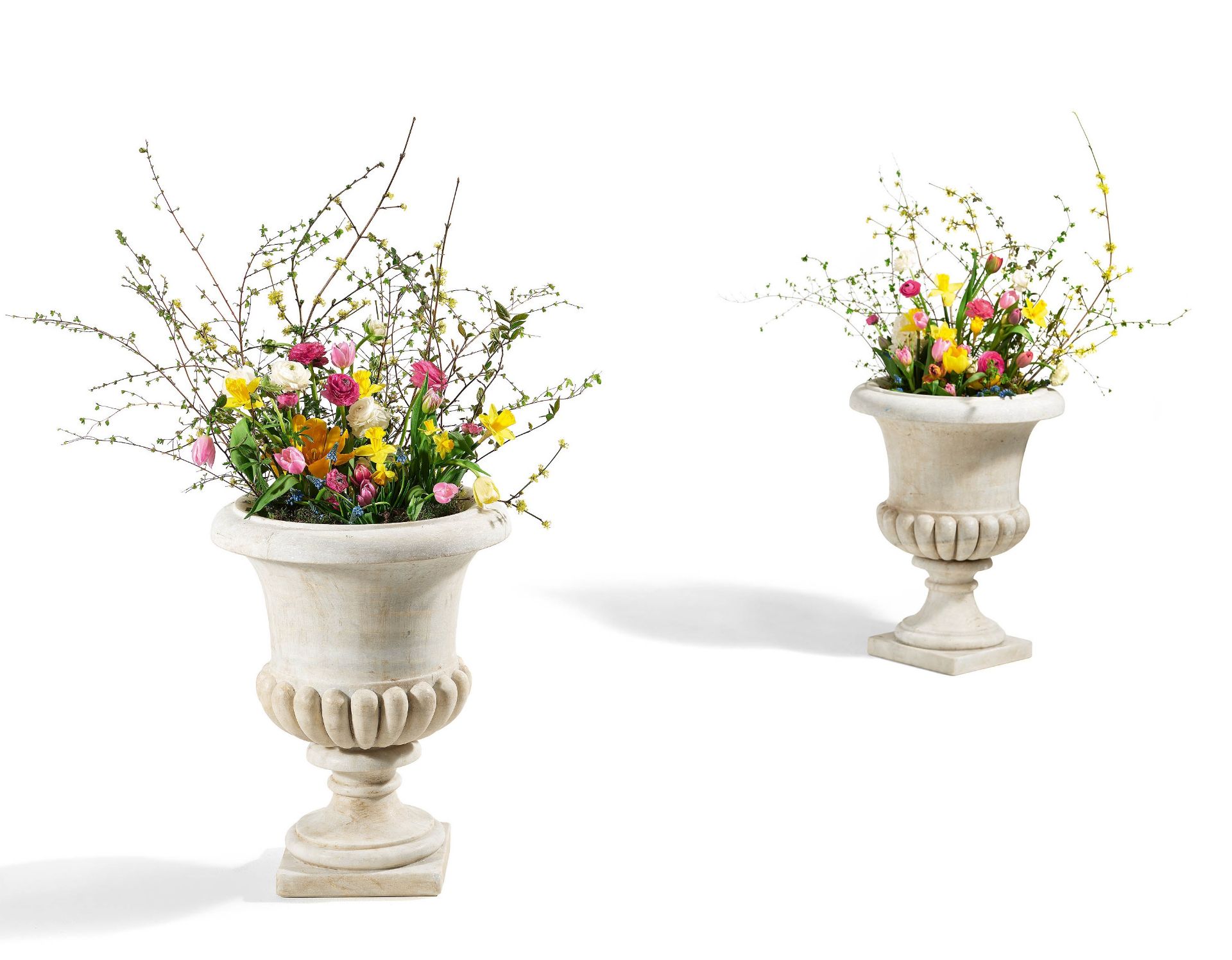 Italy: PAIR OF LARGE MARBLE GARDEN VASES