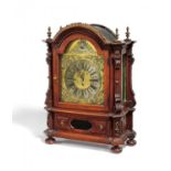 Philipp Kumperger: BRACKET CLOCK WITH MOVING EYE OF GOD MADE OF MAHOGANY, BRONZE, BRASS AND GLASS