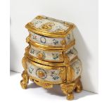 POLYCHROMED WOODEN MINIATURE ROCOCO CHEST OF DRAWERS