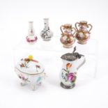 Meissen: 6 PORCELAIN MINIATURE VESSELS