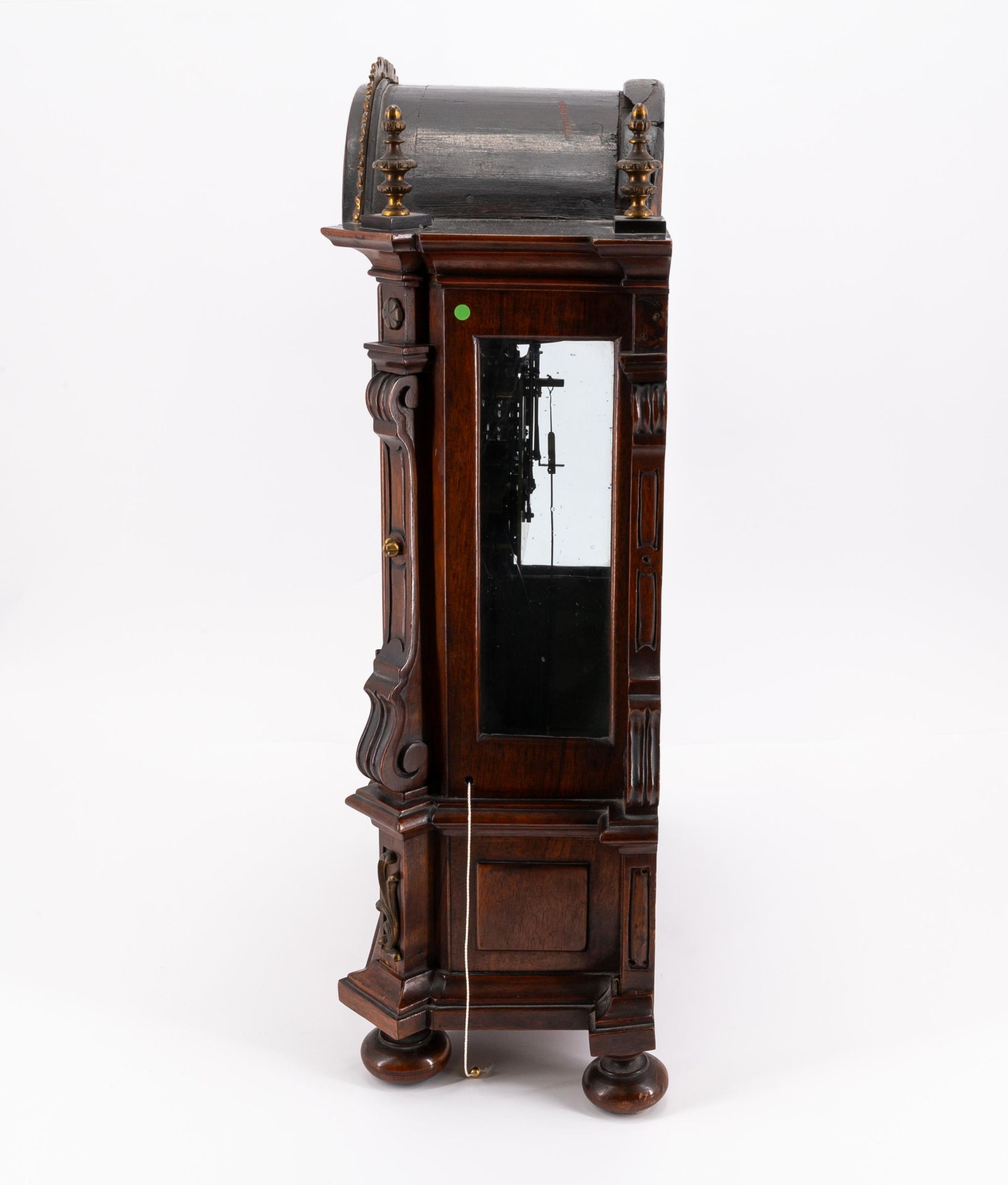 Philipp Kumperger: BRACKET CLOCK WITH MOVING EYE OF GOD MADE OF MAHOGANY, BRONZE, BRASS AND GLASS - Image 2 of 6