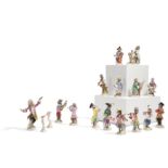 Meissen: 15 PORCELAIN FIGURINES FROM THE MONKEY BAND