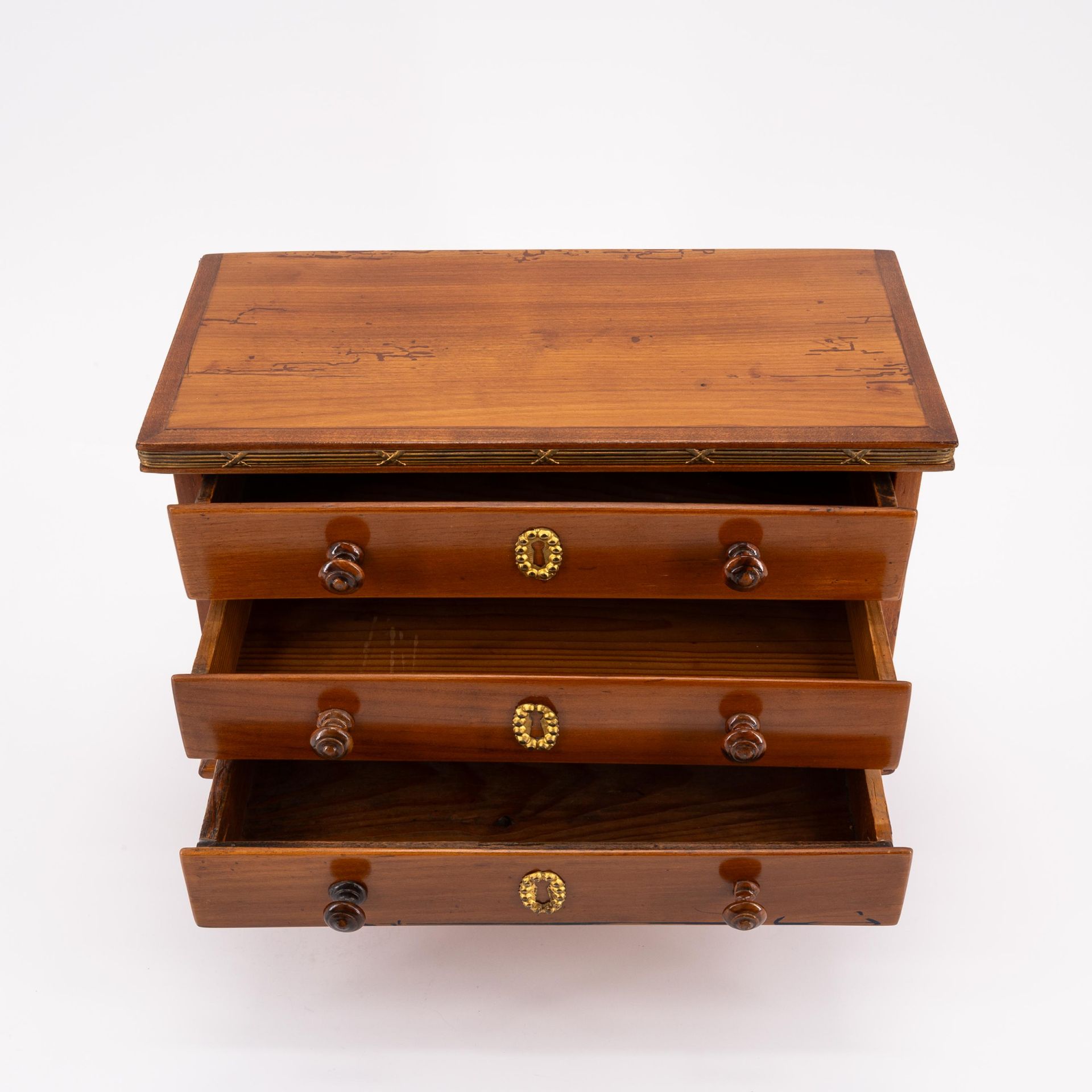 Germany: MINIATURE WOODEN BIEDERMEIER CHEST OF DRAWERS - Image 6 of 7