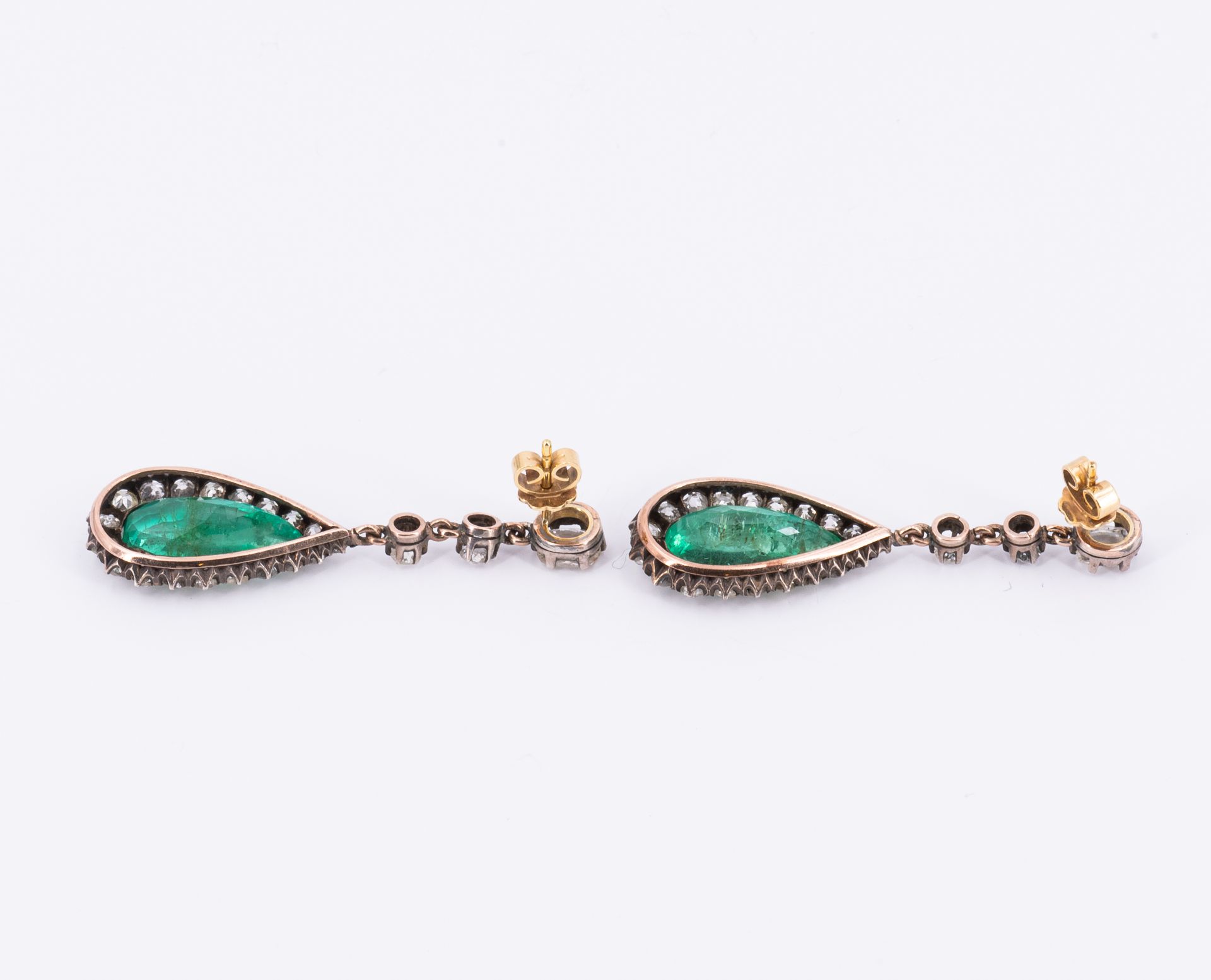 Historic-Emerald-Diamond-Ear Studs - Image 3 of 3