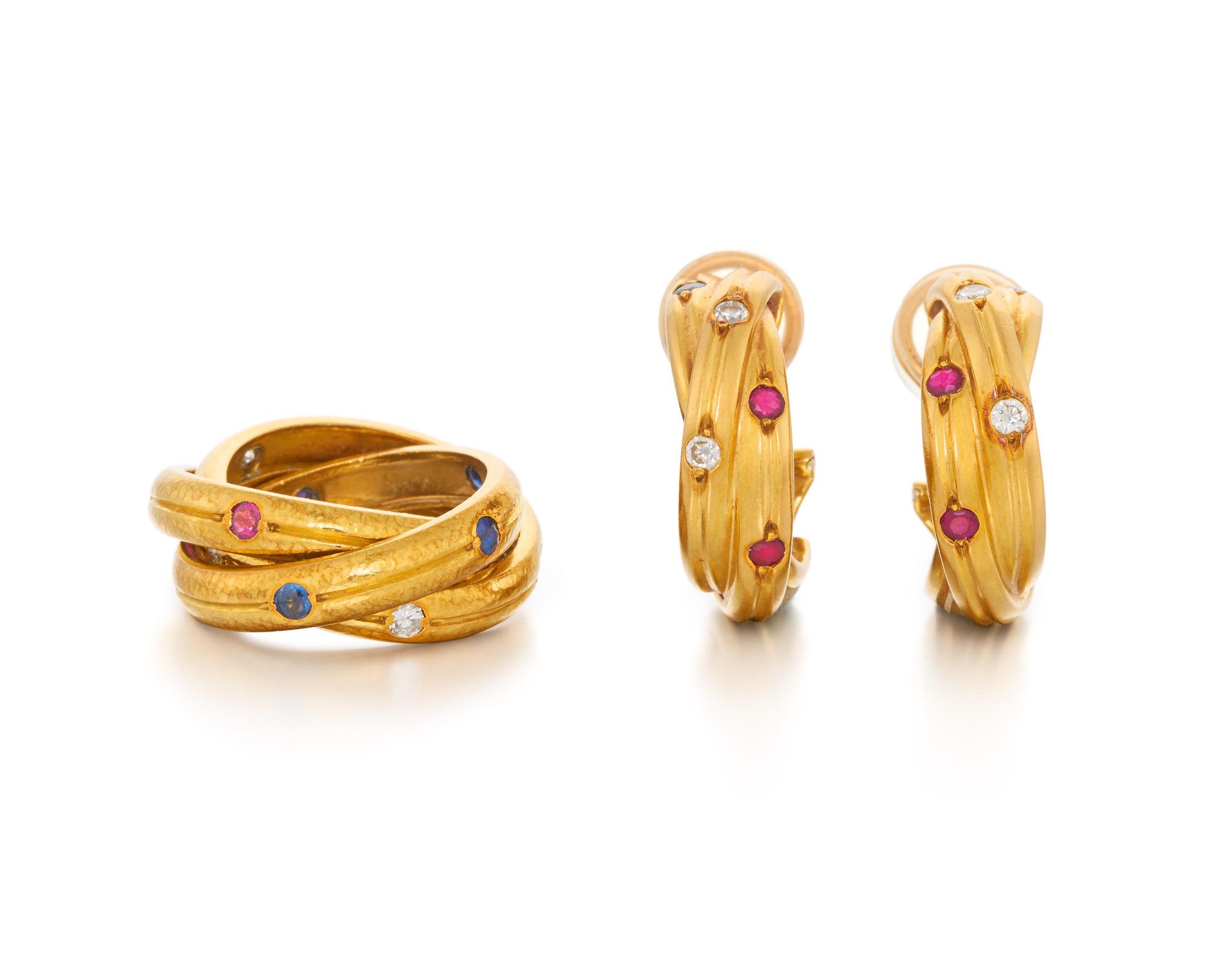 Cartier: Gemstone-Set: Ring and Ear Clip-Ons