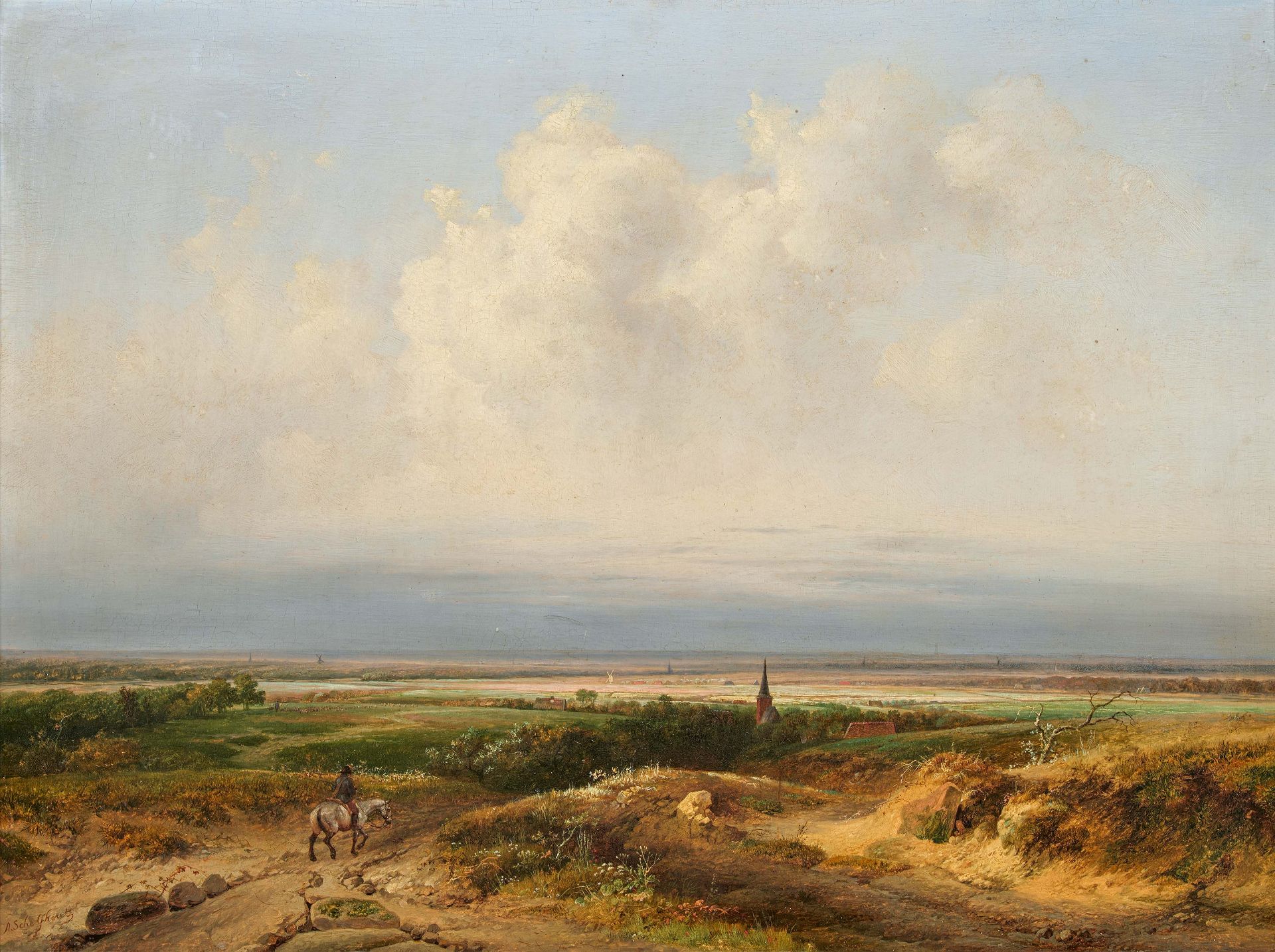Andreas Schelfhout: Wide Dutch Landscape near Haarlem