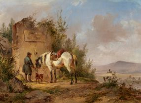 Wouter Verschuur: Reiter mit seinem Pferd am Brunnen