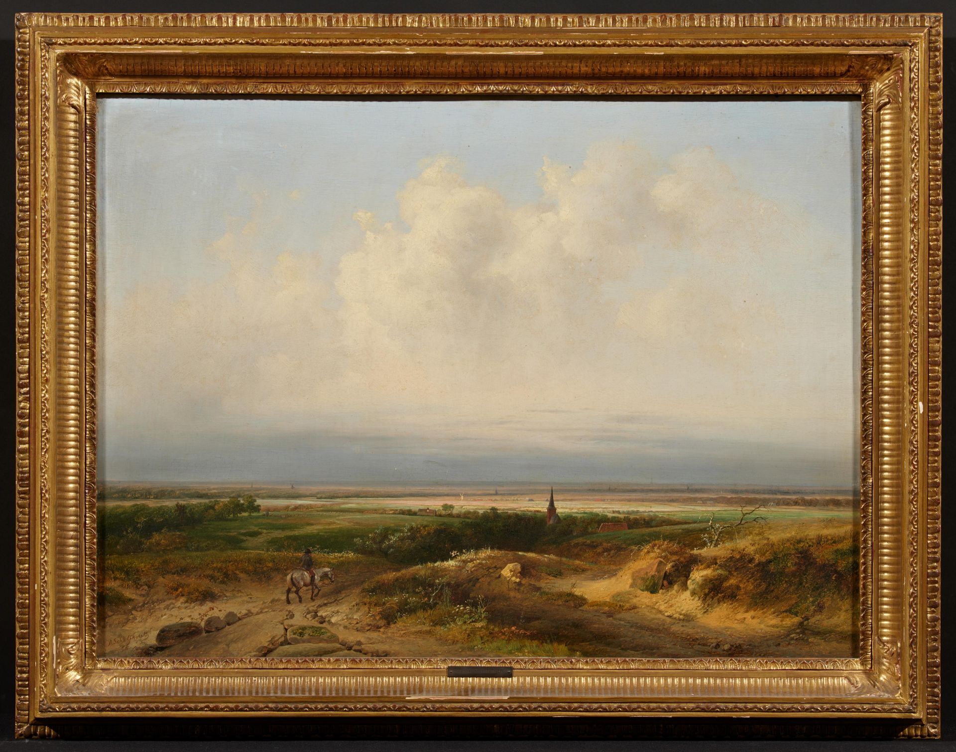 Andreas Schelfhout: Wide Dutch Landscape near Haarlem - Image 2 of 4