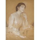 Franz Seraph von Lenbach: Portrait of a Distinguished Young Lady in an Elegant Dress