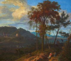 Johannes Glauber: Italienische Landschaft am See