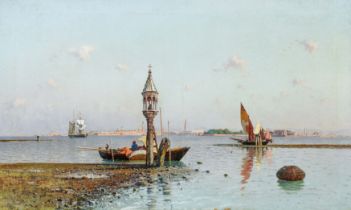 Friedrich Paul Nerly: Blick über die Lagune auf die Türme von Venedig