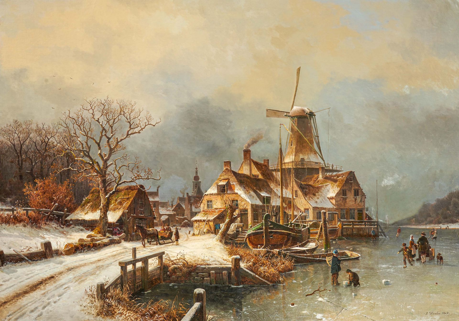 Johannes Bartholomäus Duntze: Dutch Village on the Frozen River