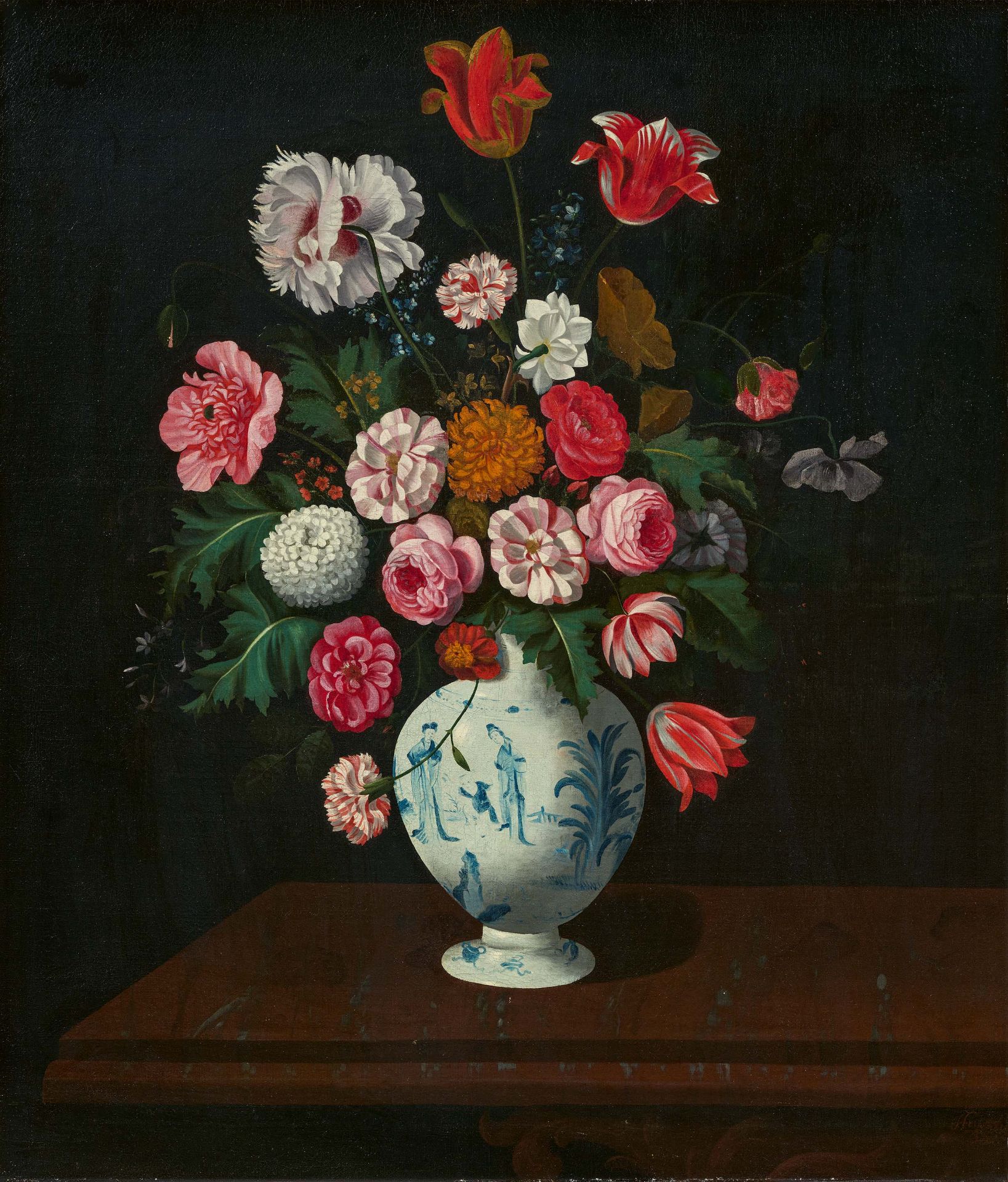 Dutch School: Two Paintings: Splendid Still Life in Chinese Porcelain Vases - Image 4 of 7