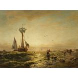 Eduard Hildebrandt: Landing Fishing Boats in the Evening Light