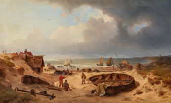 Carl Hilgers: Fischerfamilien am Strand von Scheveningen