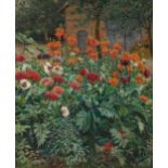 Adolf Lins: Bauerngarten mit blühendem Mohn