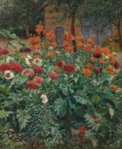 Adolf Lins: Bauerngarten mit blühendem Mohn