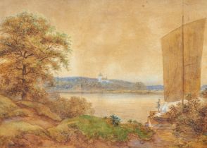 Ernst Ferdinand Oehme: Landschaft an der Elbe