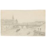 Nicolas Marie Joseph Chapuy: View over the Seine in Paris to Conciergerie and Pont au Change