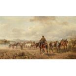 Ludwig Hartmann: Countrymen with a Herd of Horses at the Ford