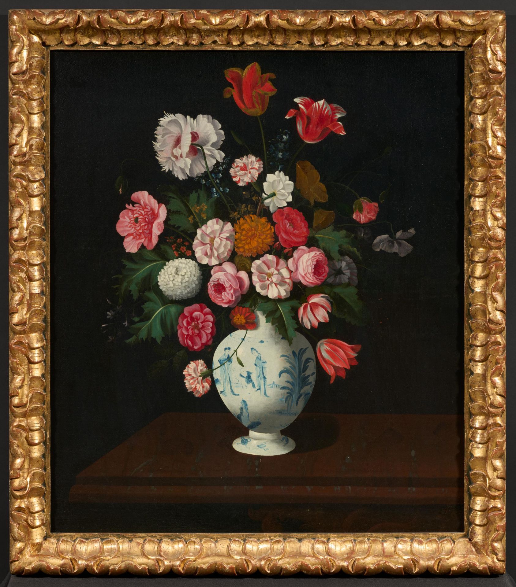 Dutch School: Two Paintings: Splendid Still Life in Chinese Porcelain Vases - Image 5 of 7
