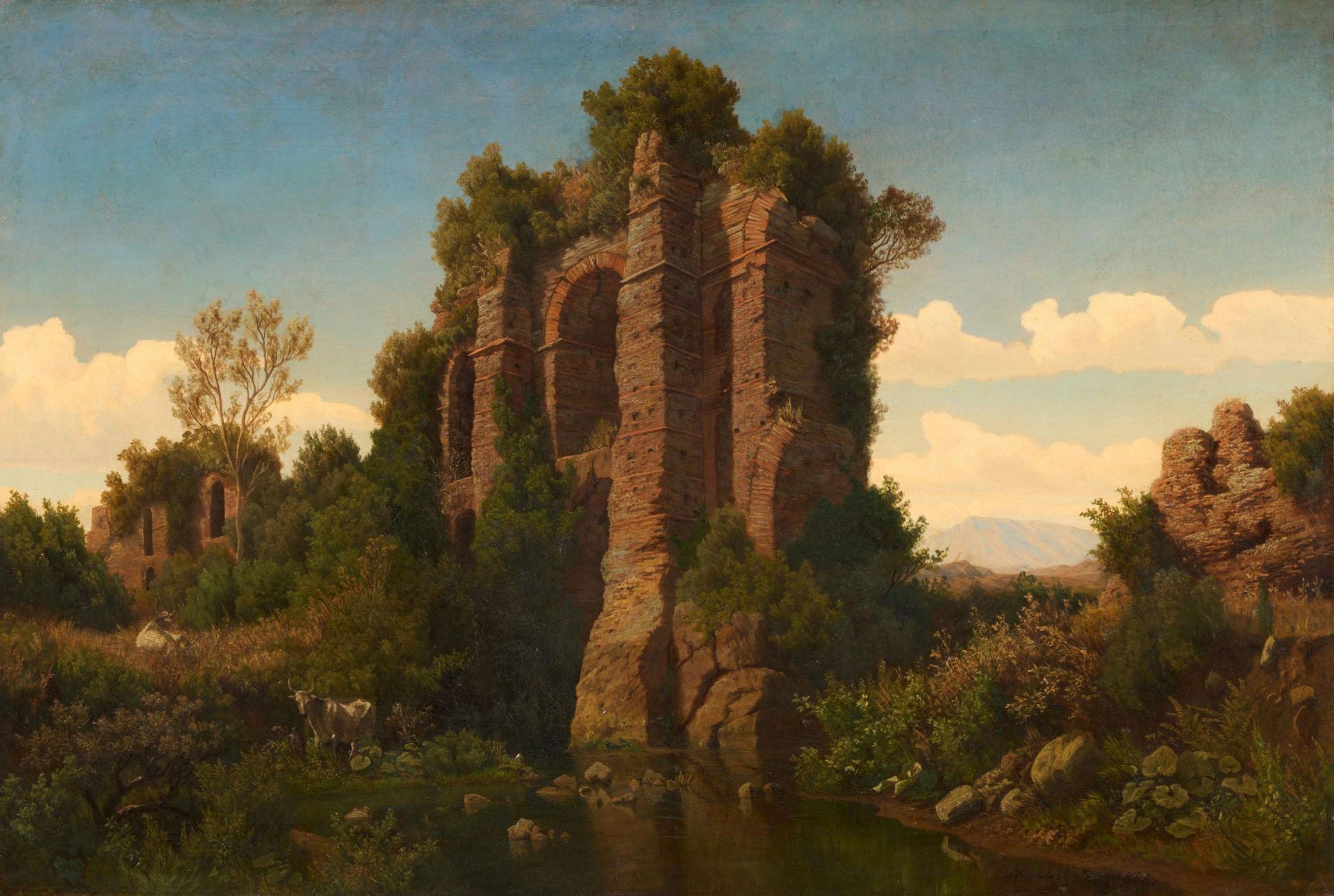 Arnold Ludwig August Overbeck: Ruinen eines Aquädukts in der römischen Campagna