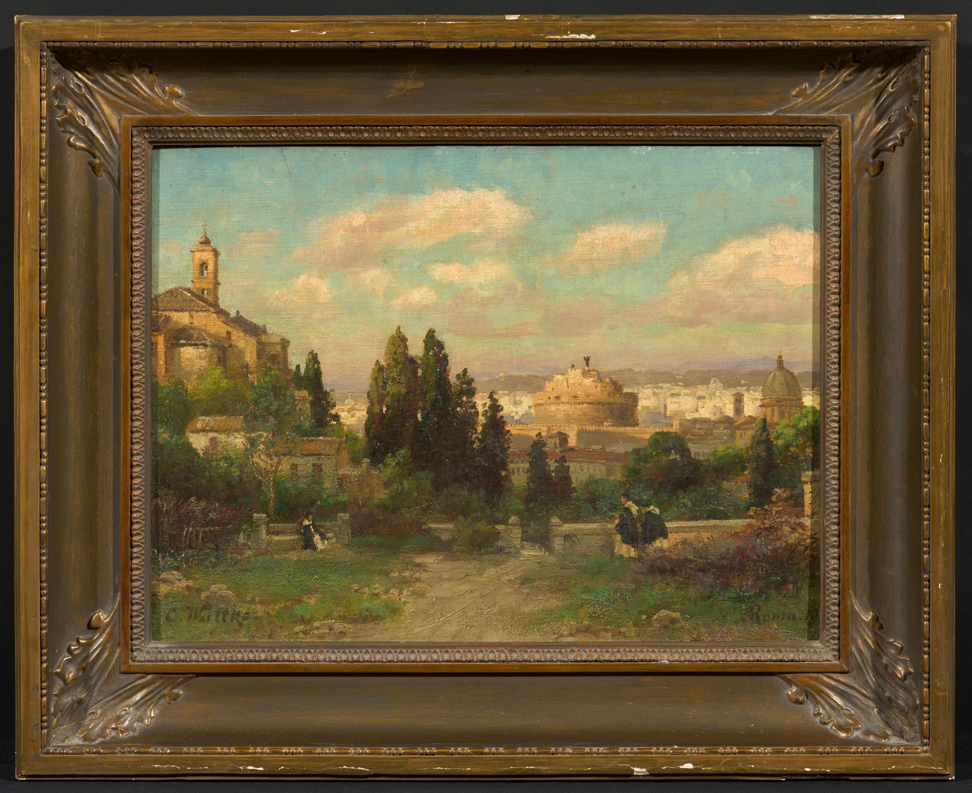 Carl Wuttke: View of Rome with Castel Sant'Angelo - Image 2 of 4