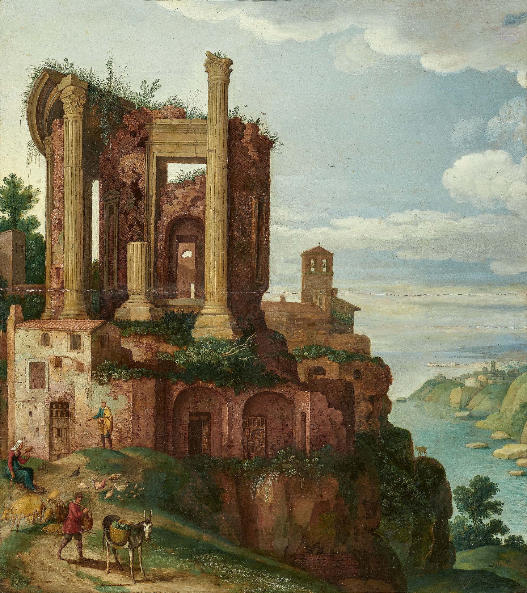 Willem van Nieulandt: Coastal Landscape with Ancient Temple Ruins