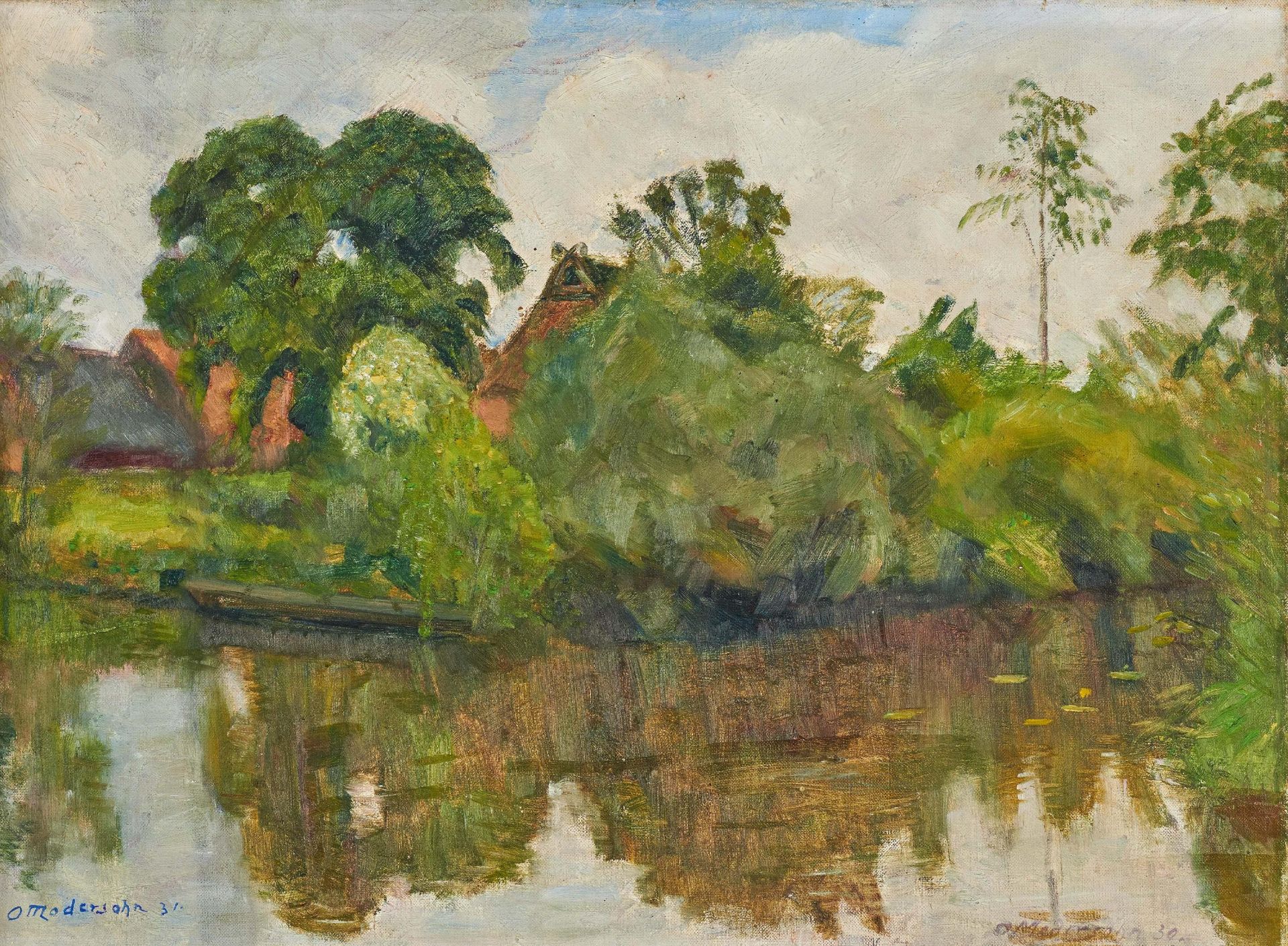 Otto Modersohn: Fischerhude-Sommerliche Wümme/Uferlandschaft