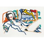 Tom Wesselmann: "Monica with Lichtenstein (Floral Wallpaper)"