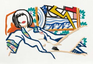 Tom Wesselmann: "Monica with Lichtenstein (Floral Wallpaper)"