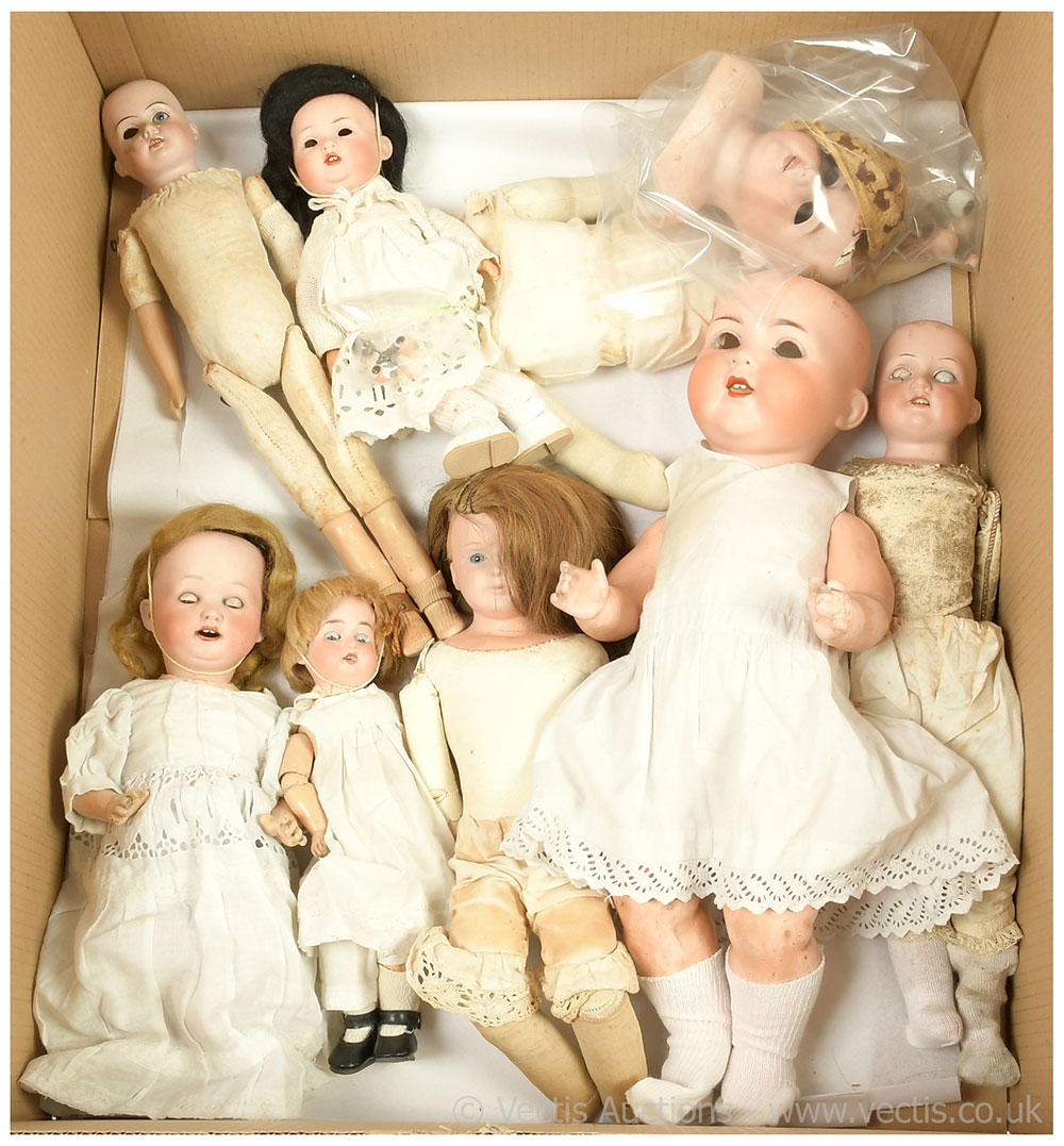 GRP inc Antique / vintage bisque dolls x eight