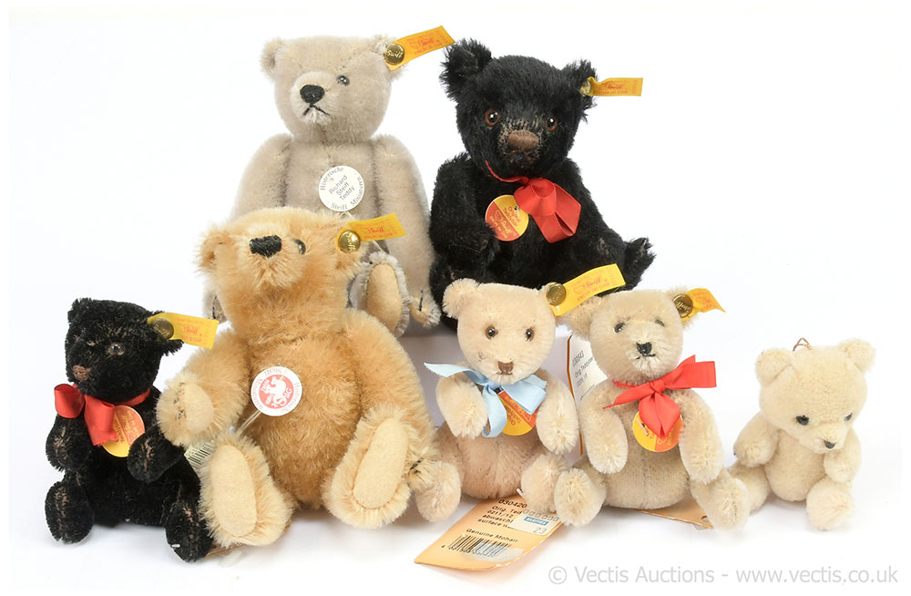 GRP inc Steiff six miniature mohair teddy bears