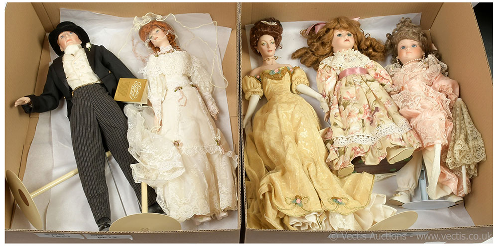 Collection of modern bisque dolls, (1) Franklin