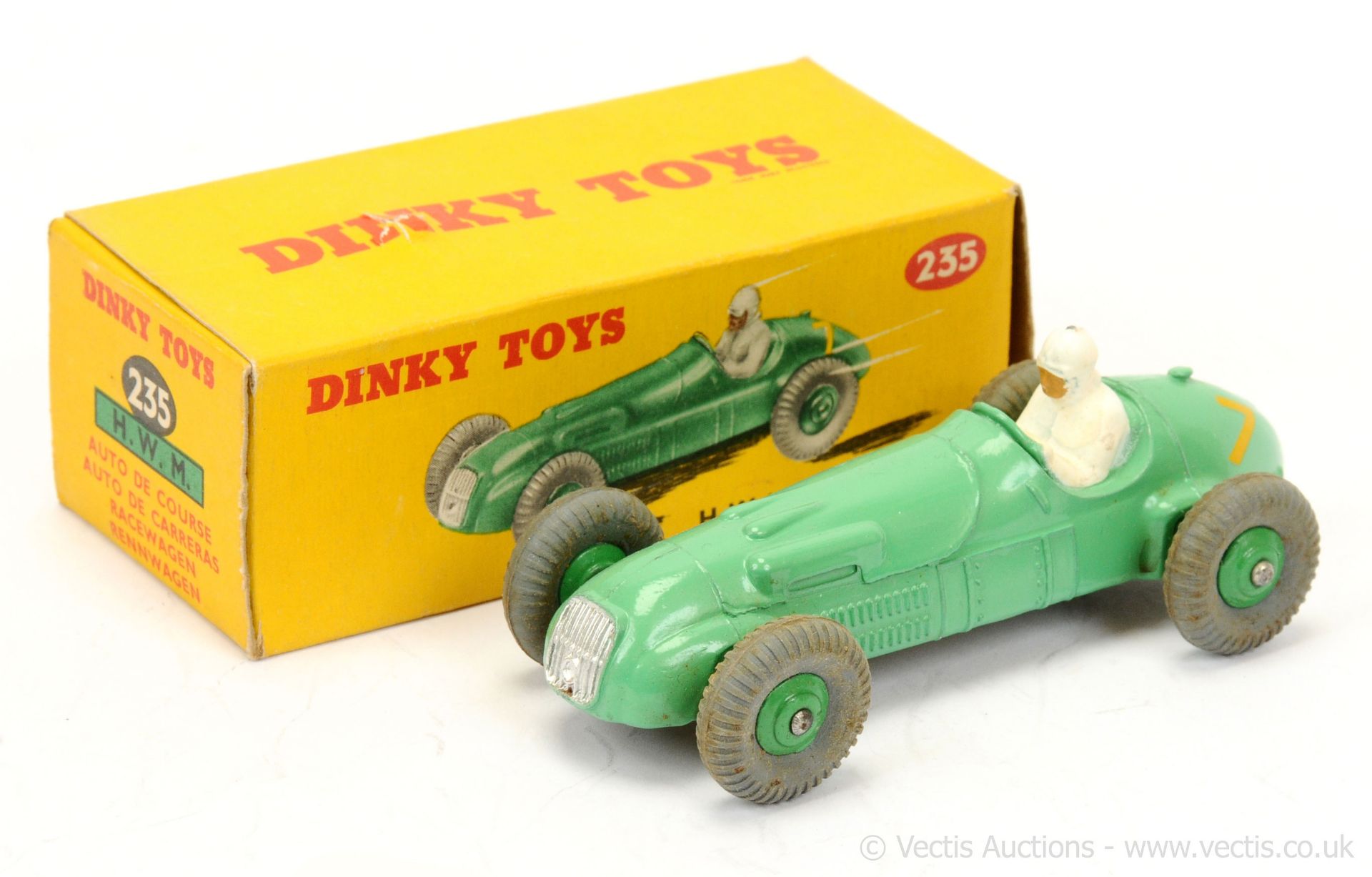 Dinky 235 HWM Racing Car - pale green, mid-green