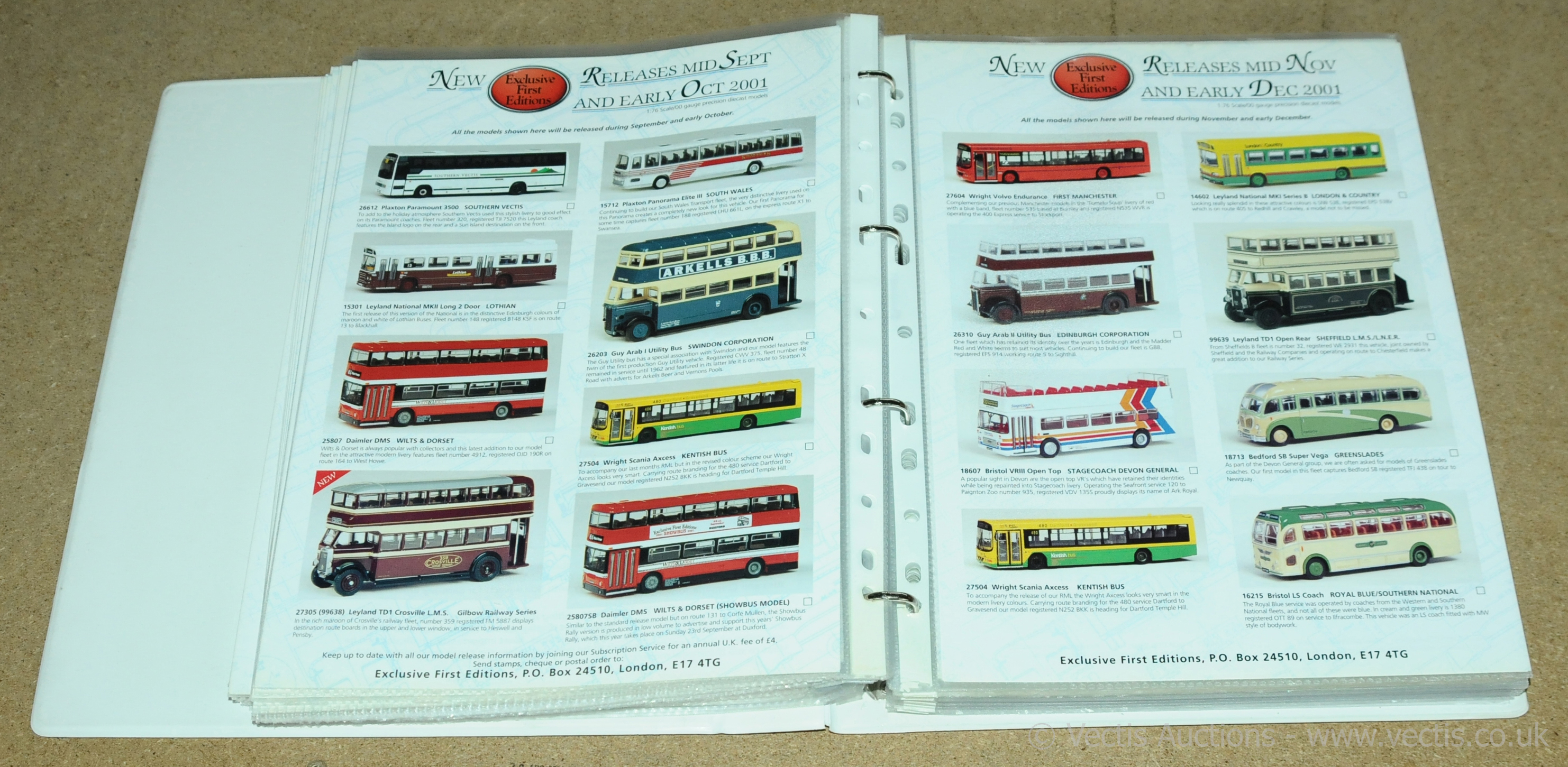 A binder EFE catalogues from 1997 to 2008